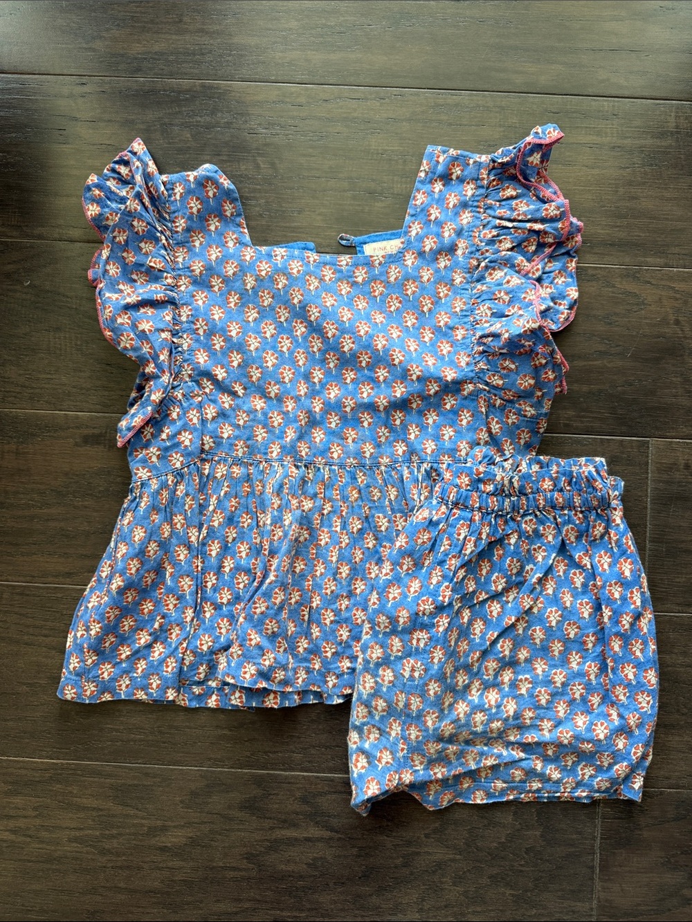 Blue Floral Kids Set - Short Sleeve Top & Shorts